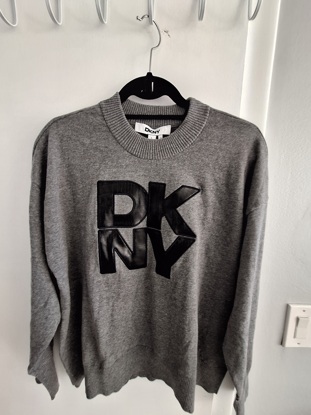 DKNY Men’s Grey Logo Crewneck Sweater
